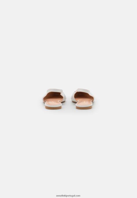 mulheres sapatilhas de balé slingback brancas F4BZ0D2181 Anna Field