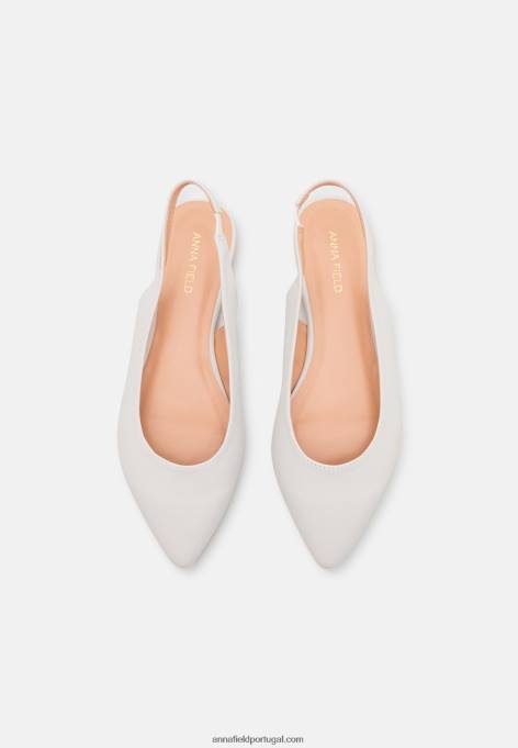 mulheres sapatilhas de balé slingback brancas F4BZ0D2181 Anna Field