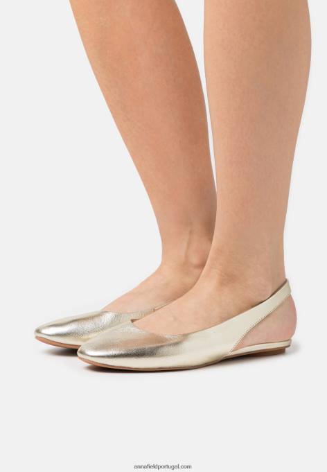 mulheres sapatilhas de balé slingback de couro douradas F4BZ0D2182 Anna Field