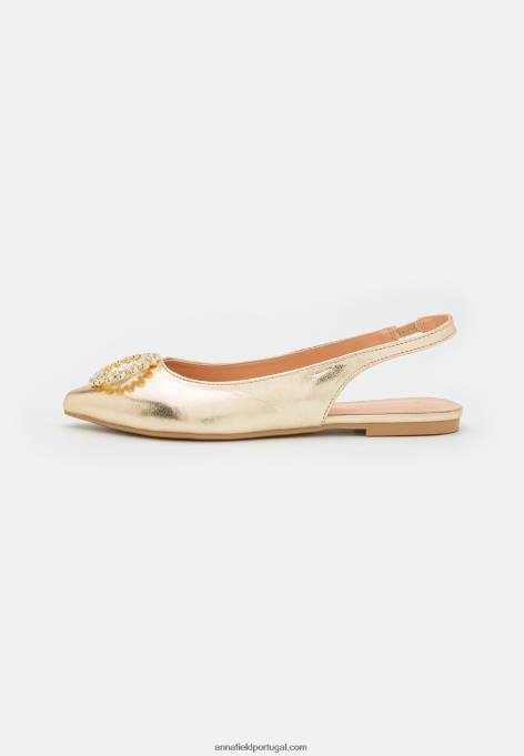 mulheres sapatilhas de balé slingback douradas F4BZ0D2185 Anna Field