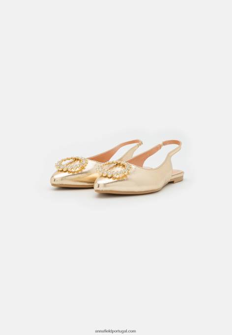mulheres sapatilhas de balé slingback douradas F4BZ0D2185 Anna Field
