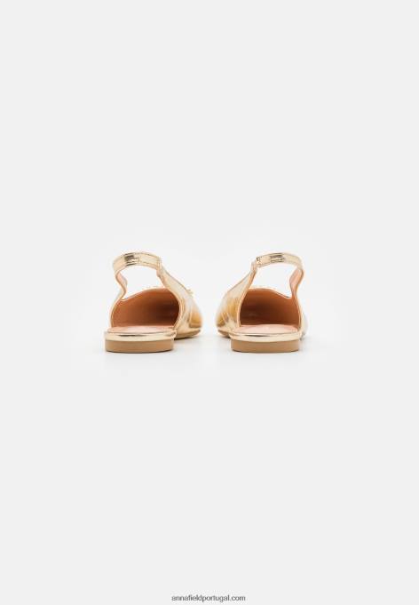 mulheres sapatilhas de balé slingback douradas F4BZ0D2185 Anna Field
