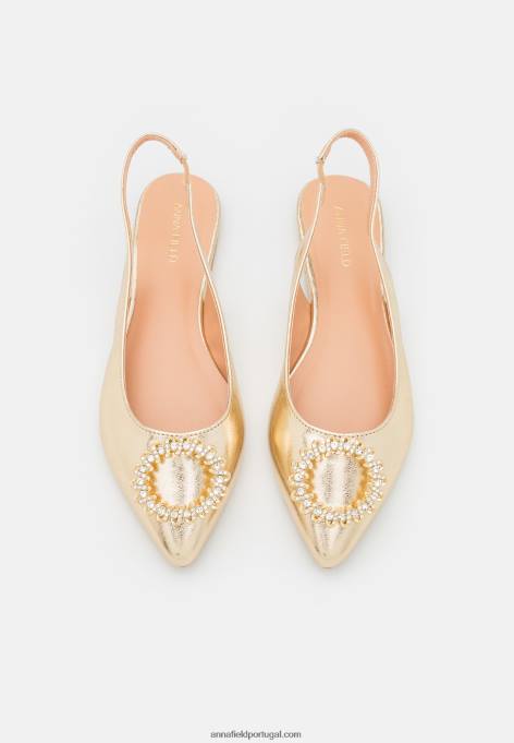 mulheres sapatilhas de balé slingback douradas F4BZ0D2185 Anna Field