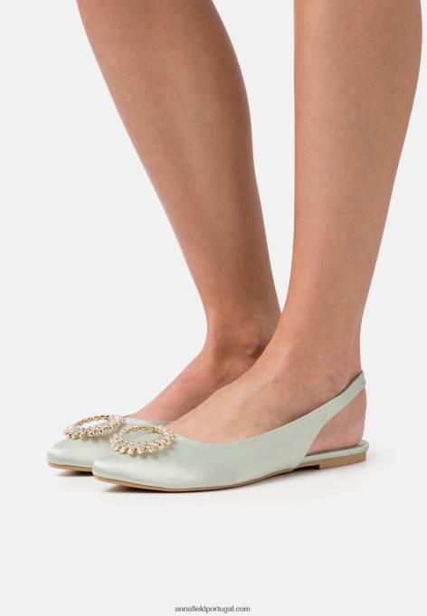 mulheres sapatilhas de balé slingback verde F4BZ0D2186 Anna Field