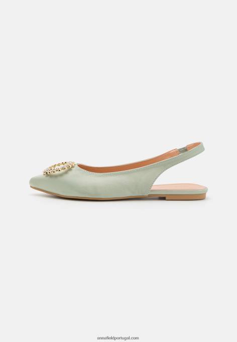 mulheres sapatilhas de balé slingback verde F4BZ0D2186 Anna Field