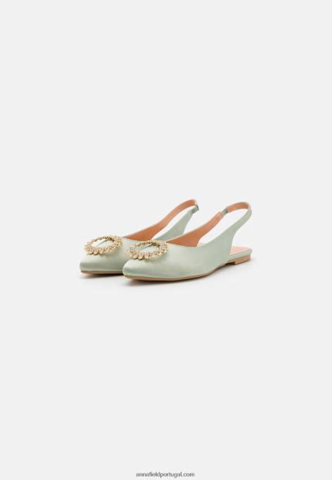 mulheres sapatilhas de balé slingback verde F4BZ0D2186 Anna Field
