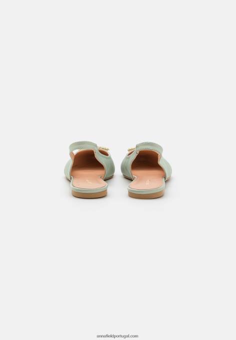 mulheres sapatilhas de balé slingback verde F4BZ0D2186 Anna Field