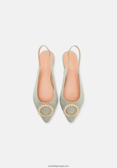mulheres sapatilhas de balé slingback verde F4BZ0D2186 Anna Field