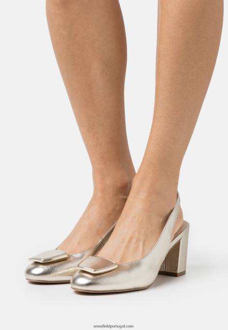 mulheres salto clássico em couro dourado F4BZ0D1630 Anna Field