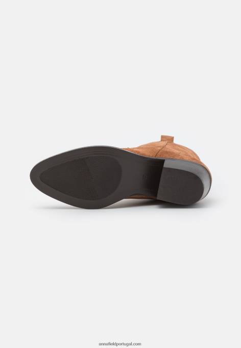 mulheres Bota cowboy/biker de couro conhaque F4BZ0D2049 Anna Field