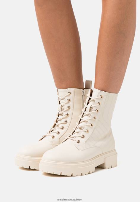 mulheres bota de cano curto off white F4BZ0D2033 Anna Field