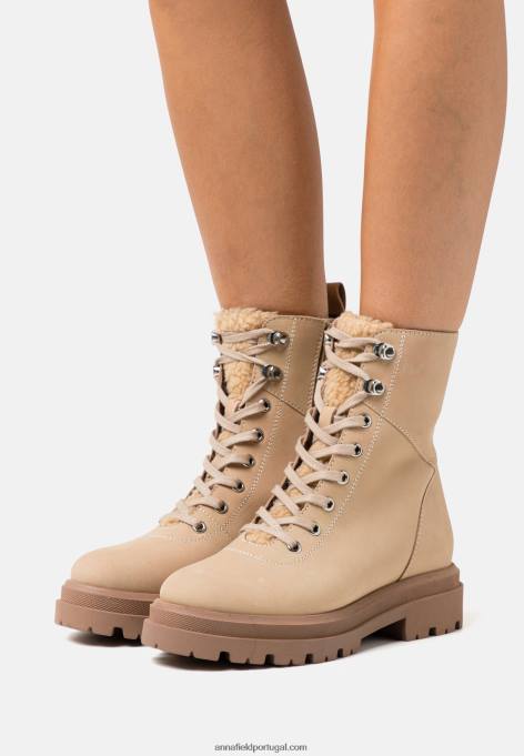 mulheres bota plataforma couro bege F4BZ0D2034 Anna Field