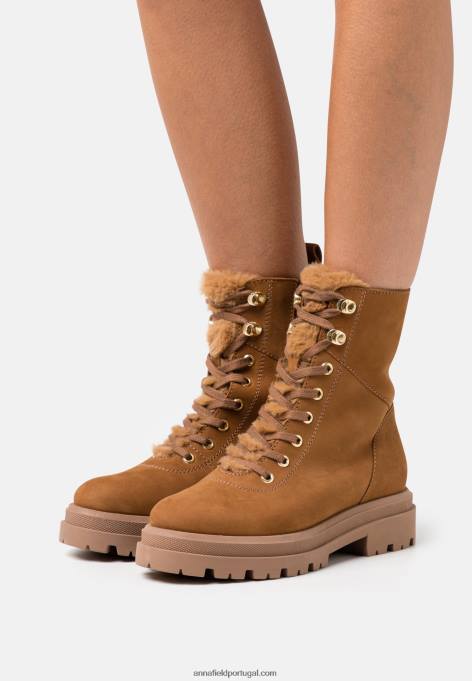 mulheres bota plataforma couro conhaque F4BZ0D2037 Anna Field