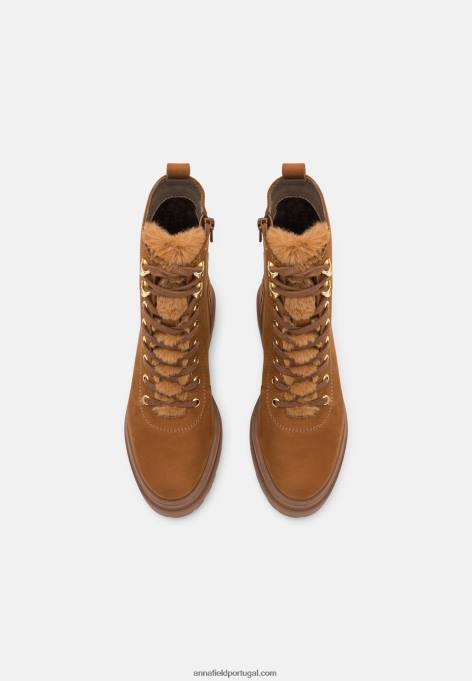 mulheres bota plataforma couro conhaque F4BZ0D2037 Anna Field