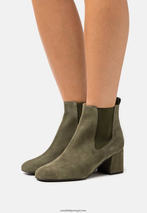 mulheres botas clássicas de couro oliva F4BZ0D1977 Anna Field