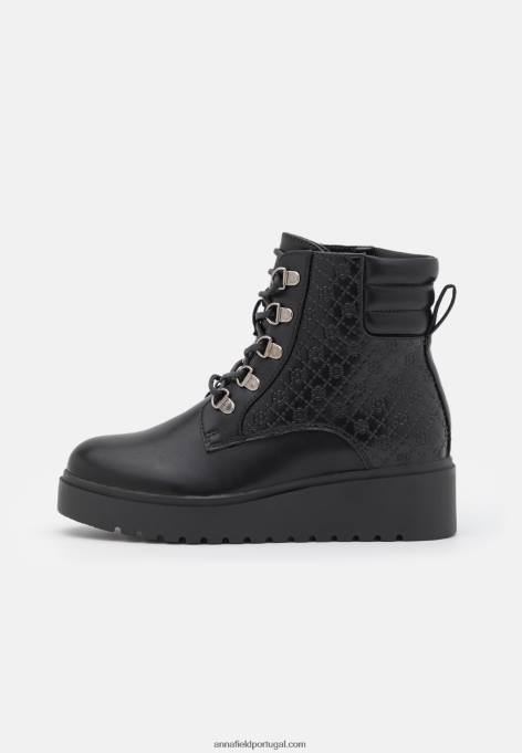 mulheres botas de cano curto pretas F4BZ0D2035 Anna Field