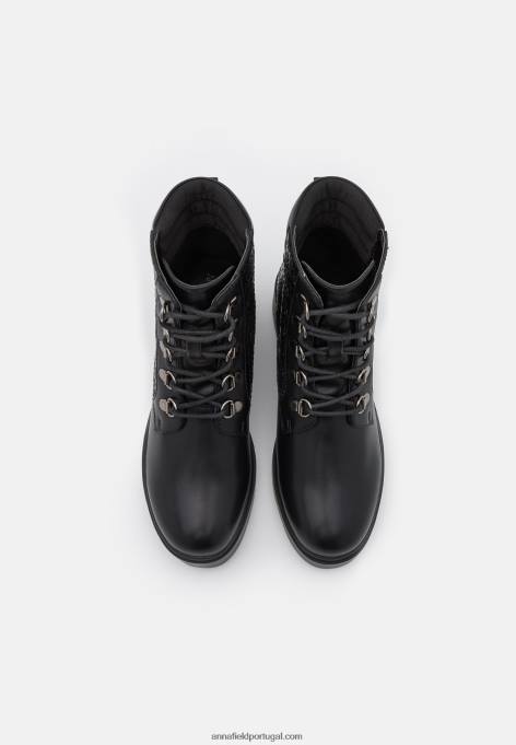 mulheres botas de cano curto pretas F4BZ0D2035 Anna Field