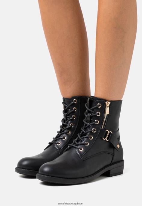 mulheres botas pretas com cadarço F4BZ0D2025 Anna Field