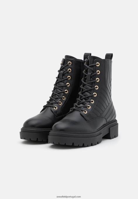 mulheres botas pretas com cadarço F4BZ0D2027 Anna Field