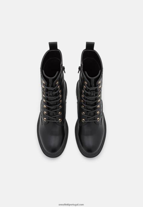mulheres botas pretas com cadarço F4BZ0D2027 Anna Field
