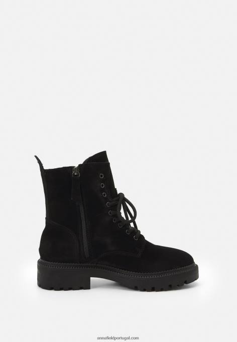 mulheres botas pretas com cadarço F4BZ0D2038 Anna Field