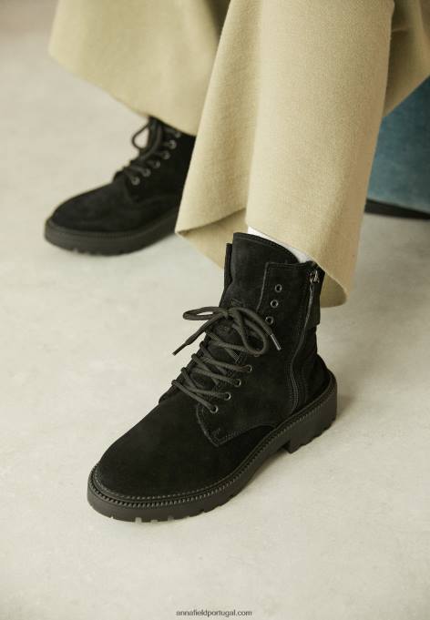 mulheres botas pretas com cadarço F4BZ0D2038 Anna Field