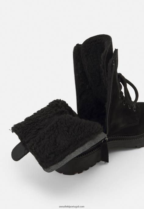 mulheres botas pretas com cadarço F4BZ0D2038 Anna Field