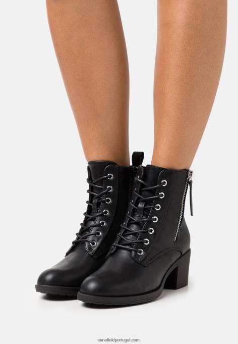 mulheres botas pretas com cadarço F4BZ0D2040 Anna Field