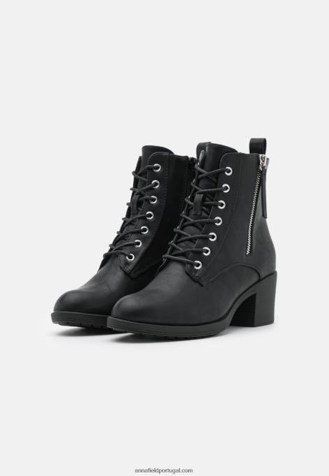 mulheres botas pretas com cadarço F4BZ0D2040 Anna Field