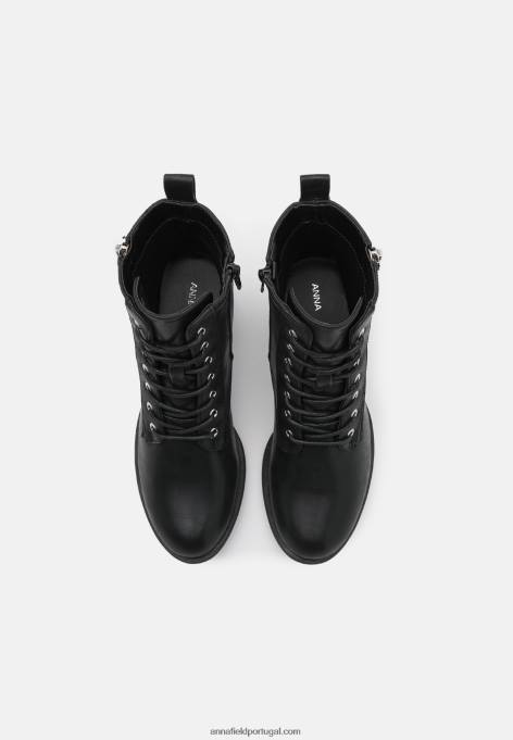 mulheres botas pretas com cadarço F4BZ0D2040 Anna Field