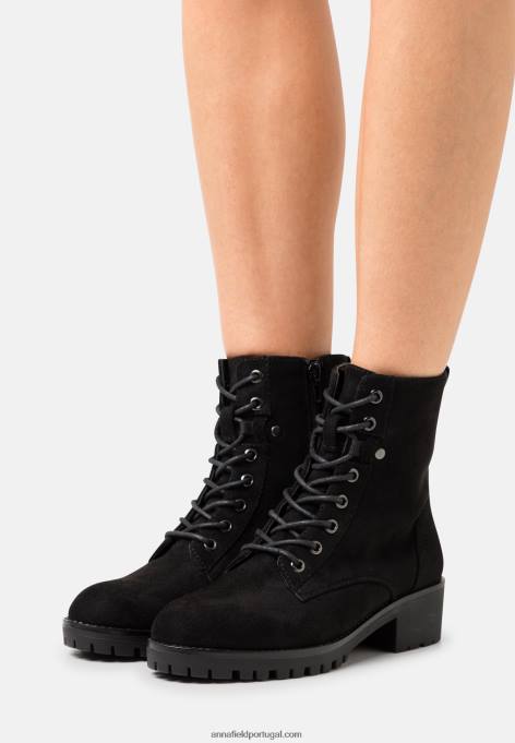 mulheres botas pretas com cadarço F4BZ0D2045 Anna Field