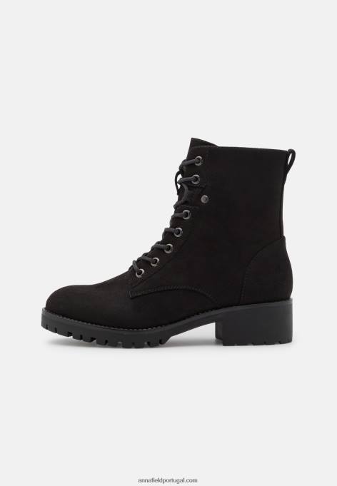 mulheres botas pretas com cadarço F4BZ0D2045 Anna Field