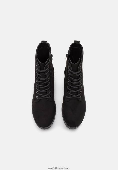 mulheres botas pretas com cadarço F4BZ0D2045 Anna Field
