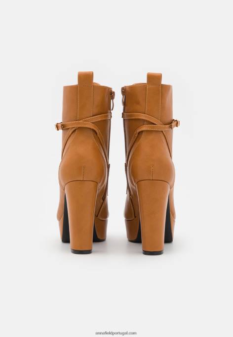 mulheres botins com cadarço conhaque F4BZ0D2031 Anna Field
