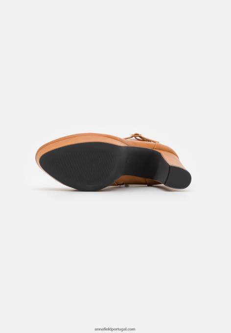 mulheres botins com cadarço conhaque F4BZ0D2031 Anna Field