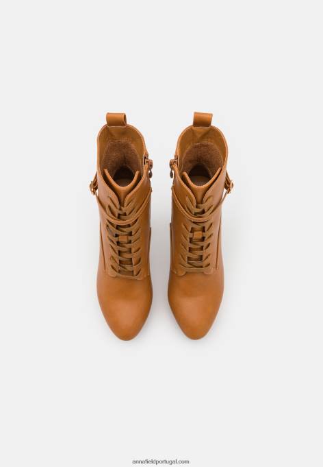 mulheres botins com cadarço conhaque F4BZ0D2031 Anna Field