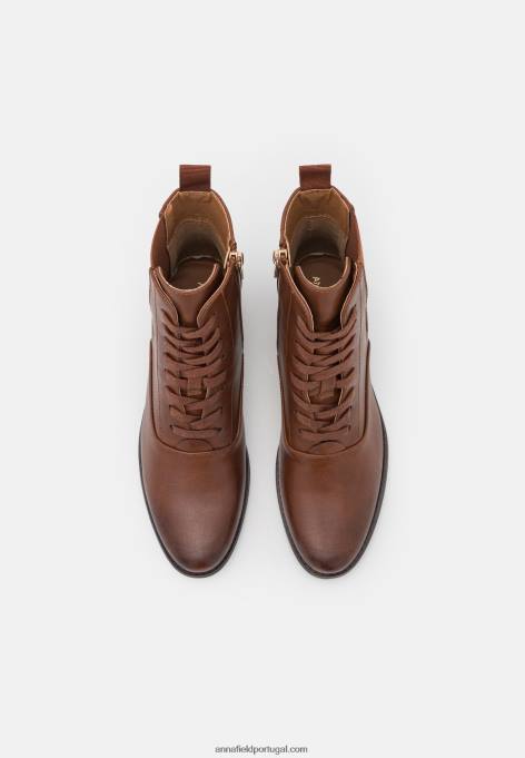 mulheres botins com cadarço conhaque F4BZ0D2042 Anna Field