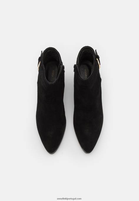 mulheres botins de couro preto F4BZ0D1964 Anna Field