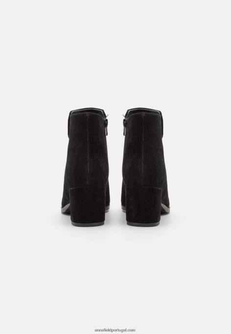 mulheres botins de couro preto F4BZ0D1978 Anna Field