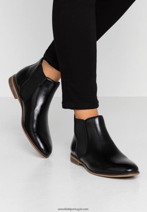 mulheres botins de couro preto F4BZ0D2002 Anna Field