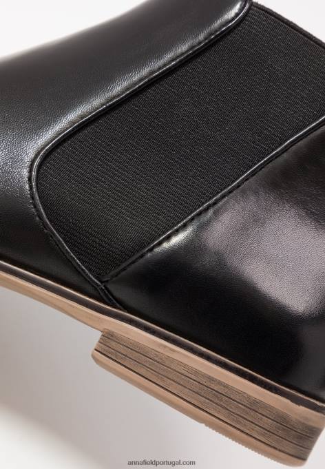 mulheres botins de couro preto F4BZ0D2002 Anna Field