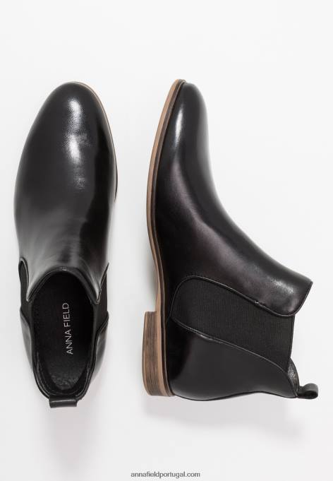 mulheres botins de couro preto F4BZ0D2002 Anna Field