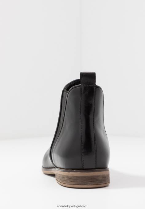 mulheres botins de couro preto F4BZ0D2002 Anna Field