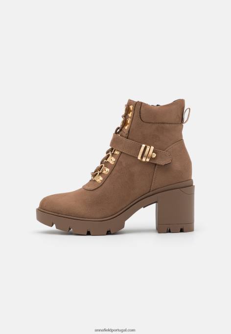 mulheres botins taupe com cadarço F4BZ0D1907 Anna Field