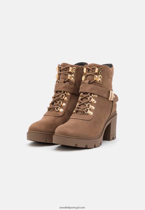 mulheres botins taupe com cadarço F4BZ0D1907 Anna Field