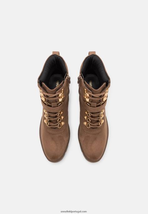 mulheres botins taupe com cadarço F4BZ0D1907 Anna Field