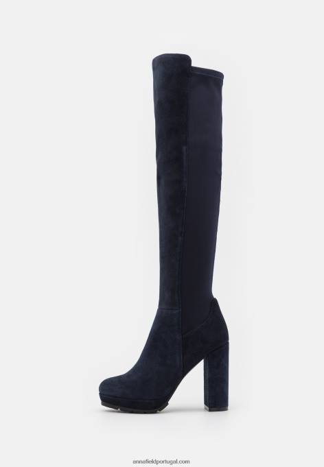 mulheres bota over the knee de couro azul escuro F4BZ0D2243 Anna Field