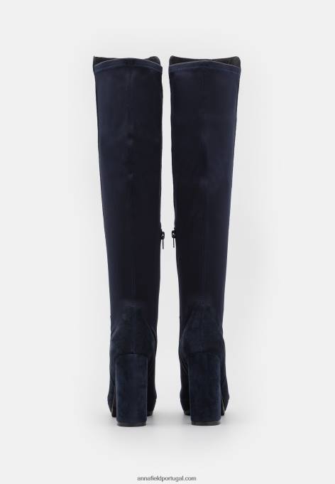 mulheres bota over the knee de couro azul escuro F4BZ0D2243 Anna Field