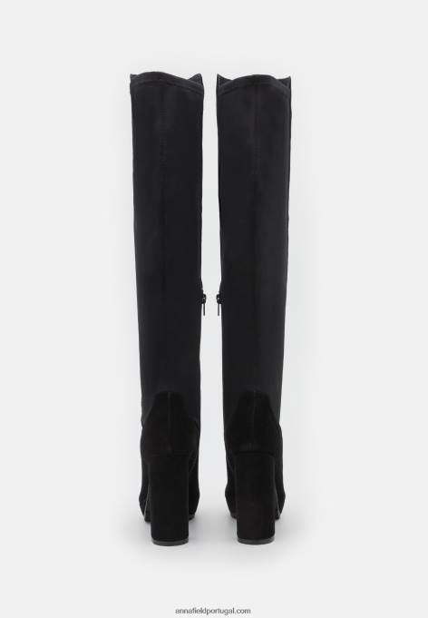 mulheres bota over the knee de couro preta F4BZ0D2239 Anna Field