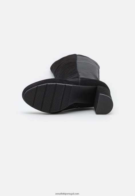 mulheres bota over the knee de couro preta F4BZ0D2239 Anna Field
